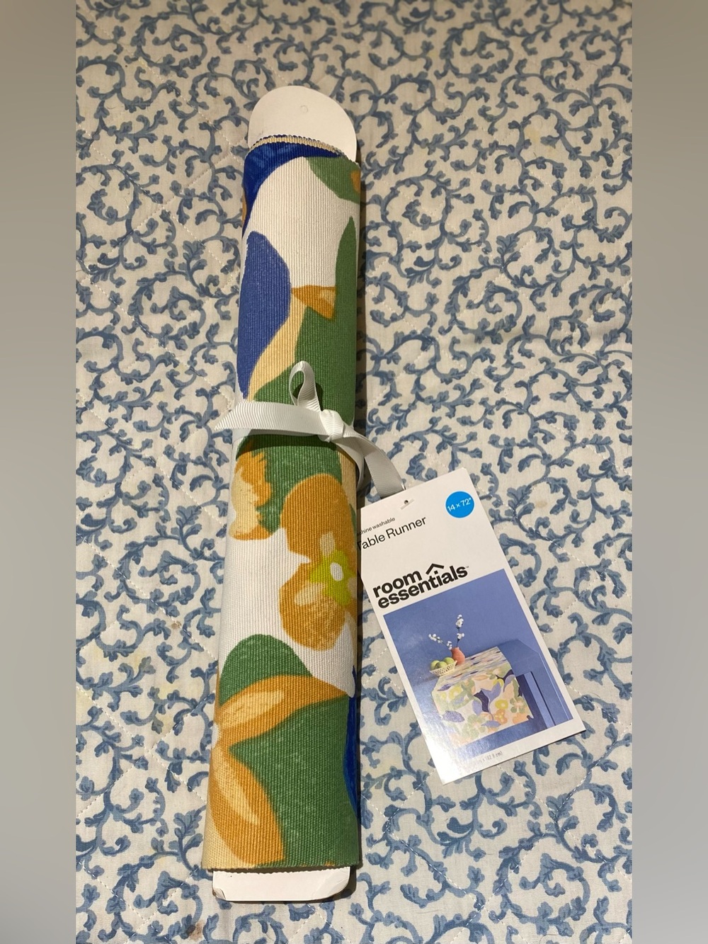 Room Essentials Floral Table Runner in Green, Yellow & Blue